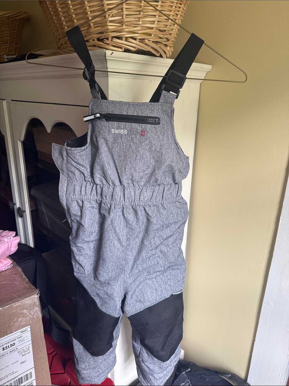 Swiss Tech Grey with Black Kids Snow Bib Overalls
